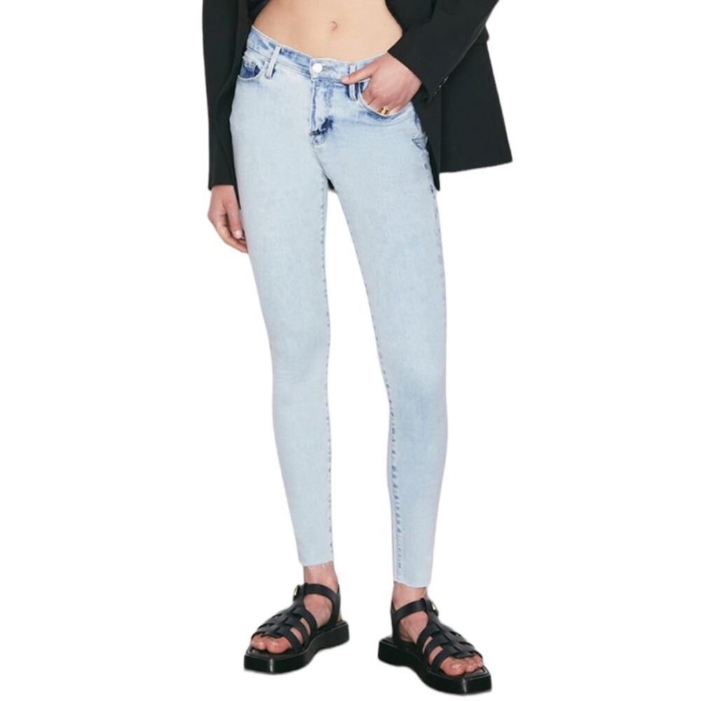 Frame Le Skinny De Jeanne Crop Low Rise Skinny Light Wash Denim Jeans Size 25 - Picture 2 of 9
